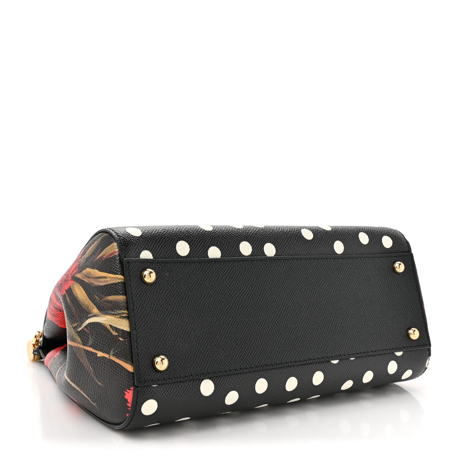 Dolce & Gabbana Dauphine Polka Dot Floral Print Medium Miss Sicily Satchel Black 5 of 10