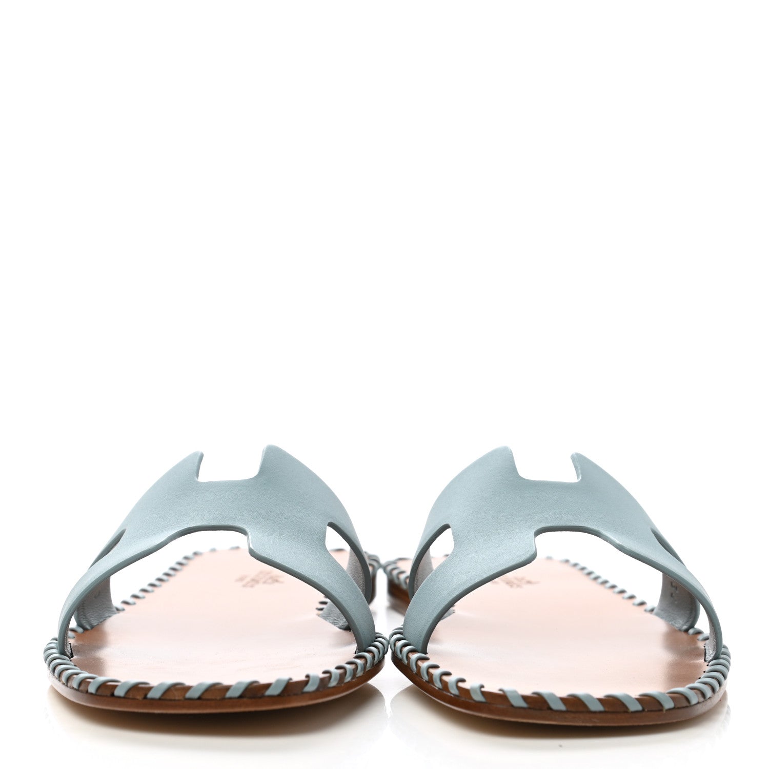Hermes Calfskin Braided Oran Sandals 38.5 Vert D'Eau 2 of 10