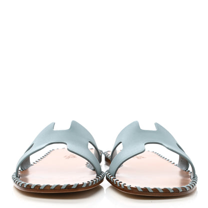 Hermes Calfskin Braided Oran Sandals 38.5 Vert D'Eau 2 of 10