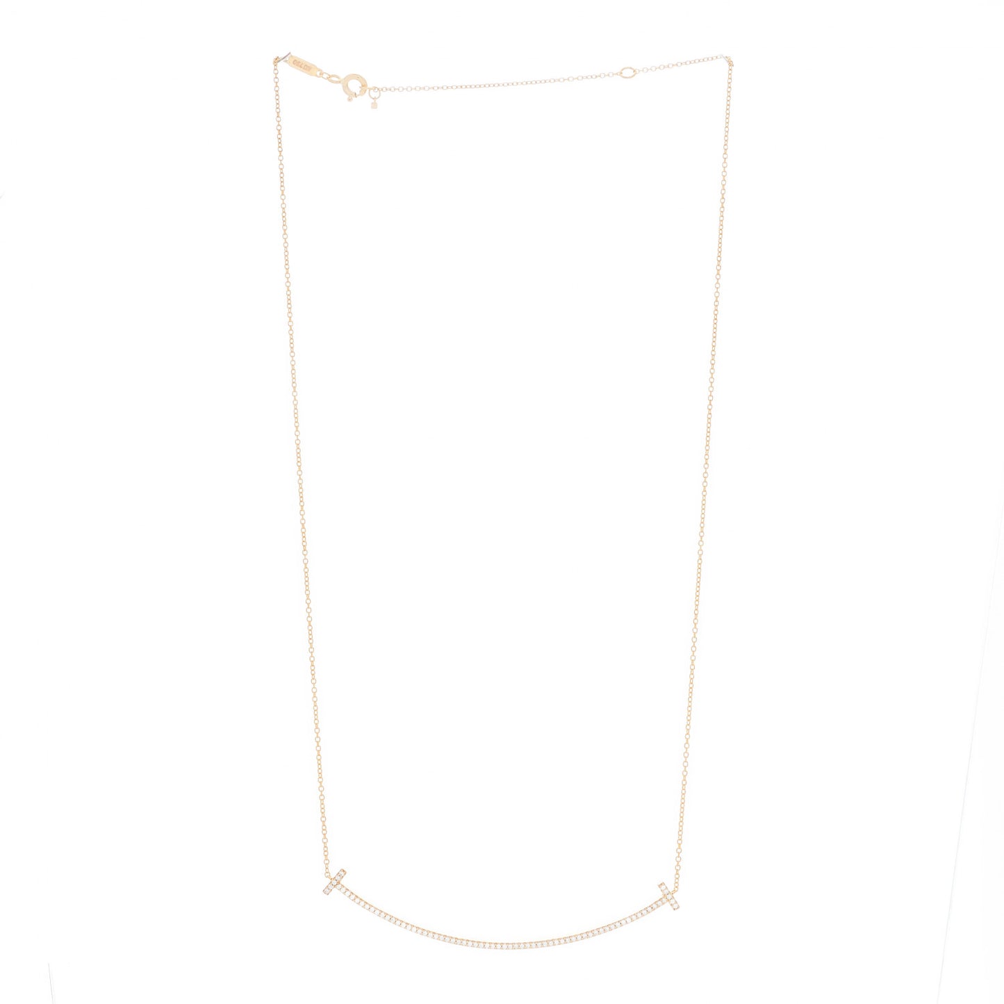 18K Rose Gold Diamond T Smile Pendant Necklace