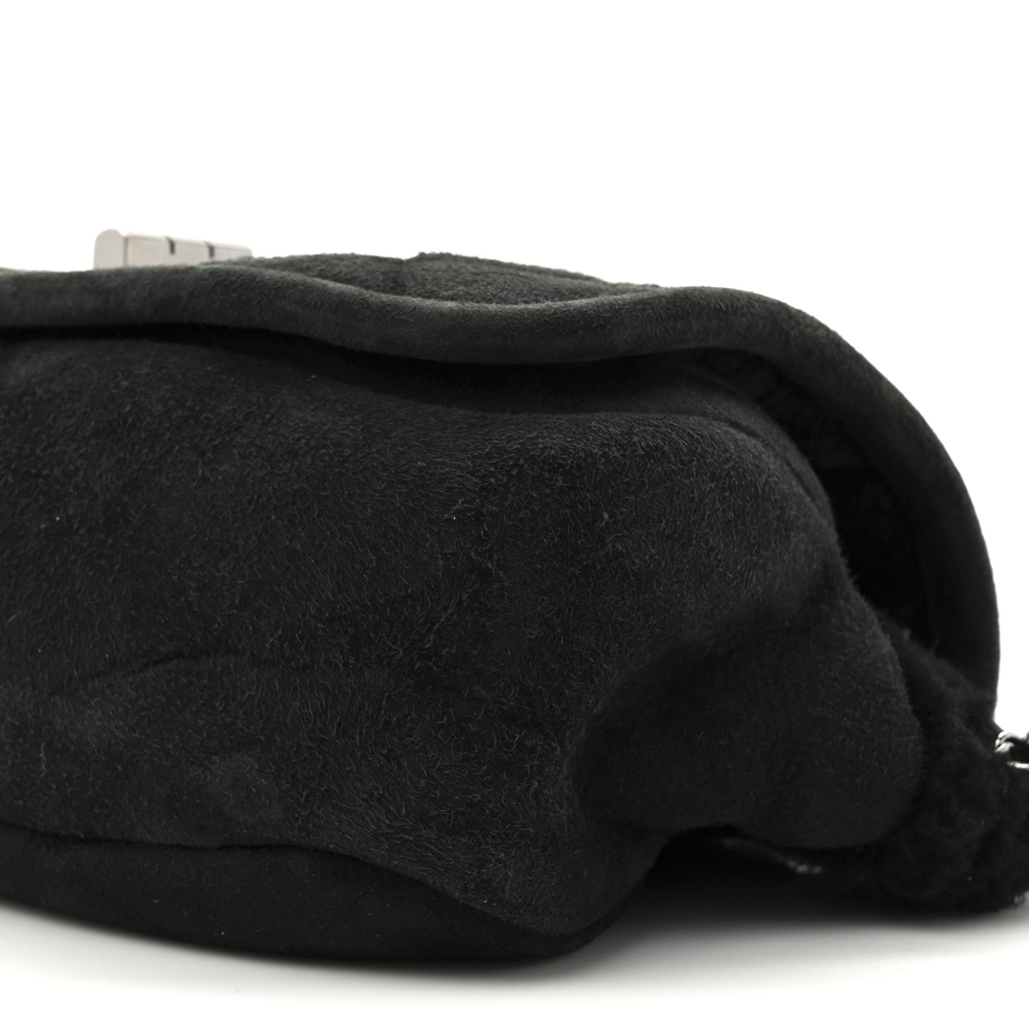 Suede Shearling Quilted Mademoiselle Flap Black