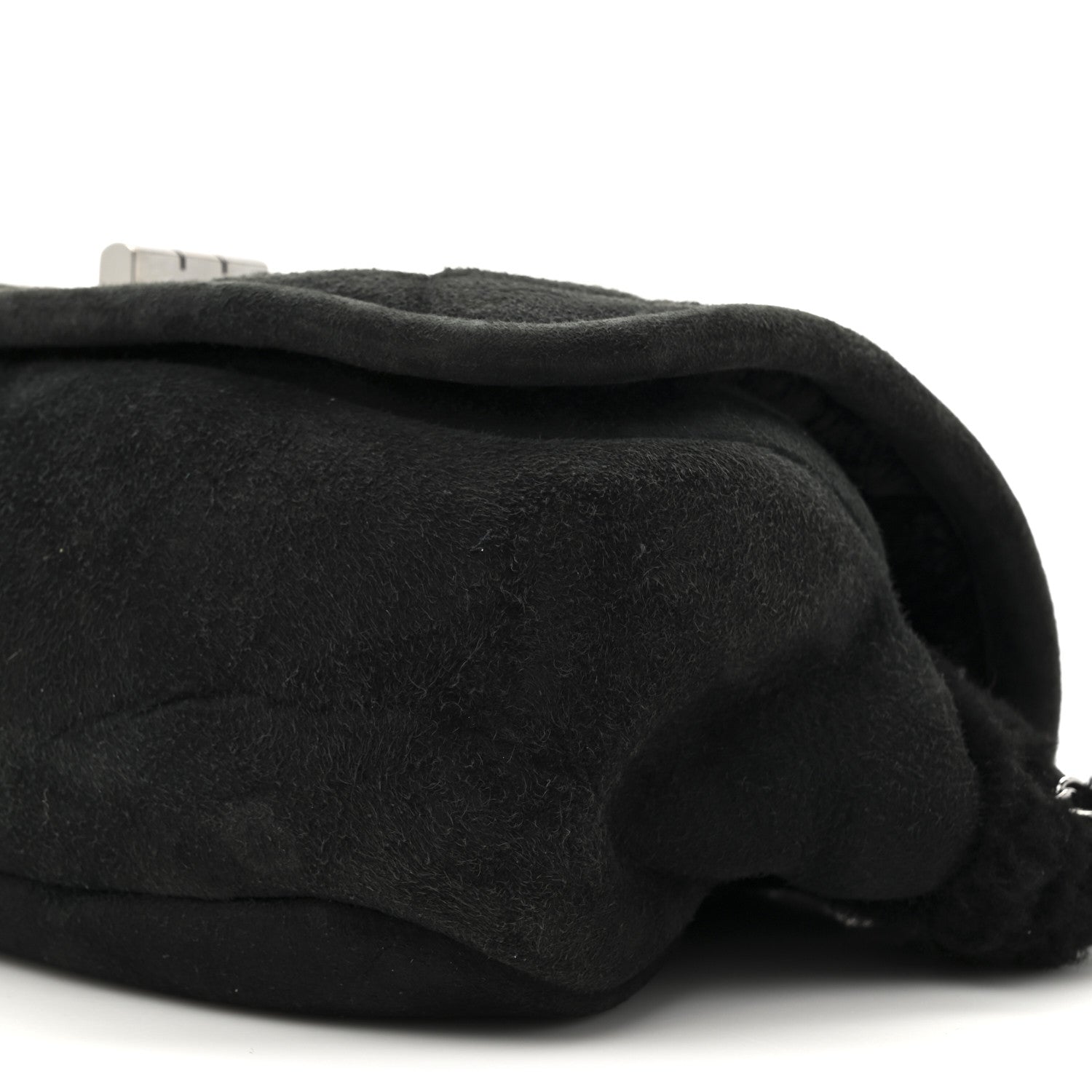 Chanel Suede Shearling Quilted Mademoiselle Flap Black 9 of 10