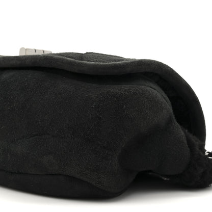 Chanel Suede Shearling Quilted Mademoiselle Flap Black 9 of 10