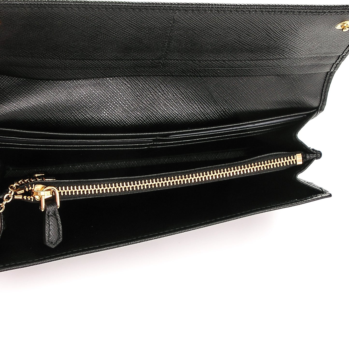 Saffiano Metal Continental Flap Wallet Nero Black