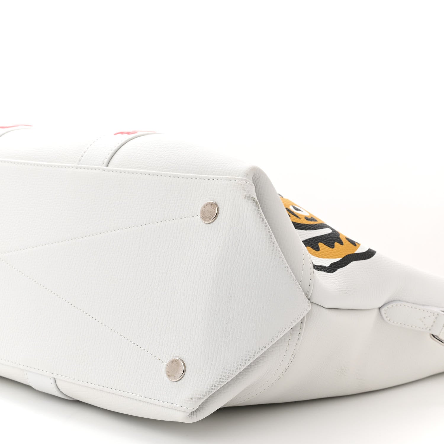 Louis Vuitton X NIGO Calfskin Tiger Journey Tote White 8 of 13