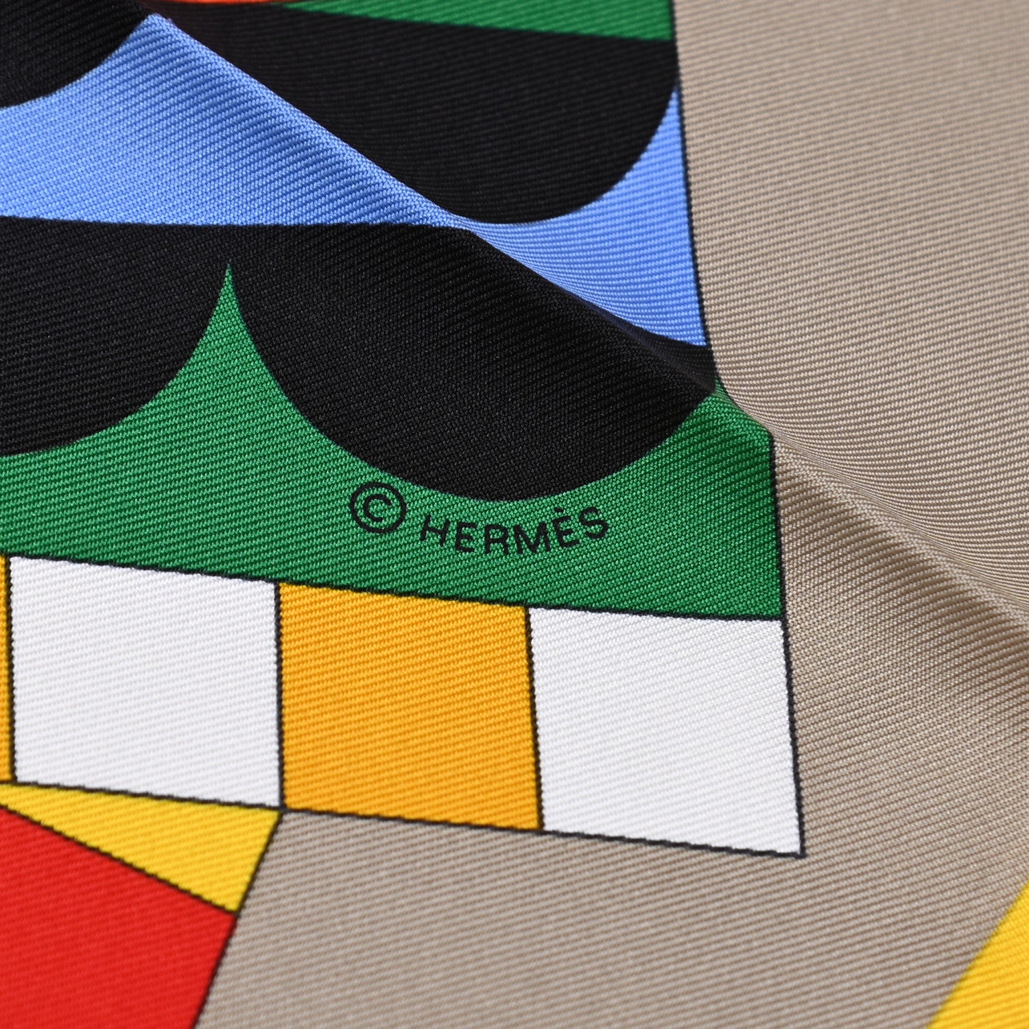 Hermes Silk Cheval De Fete Scarf 90 Gris Jaune Vif Vert 4 of 5