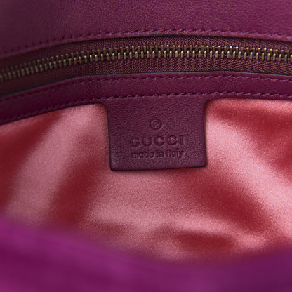 Gucci Velvet Matelasse Loved Embroidered Medium GG Marmont Shoulder Bag Fuchsia Violet Cyclamen 6 of 10