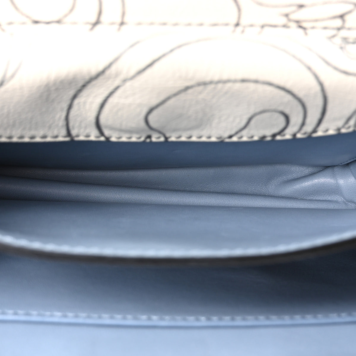 X JAMES JEAN Glace Calfskin Rabbit Print Cahier Bag Opaline