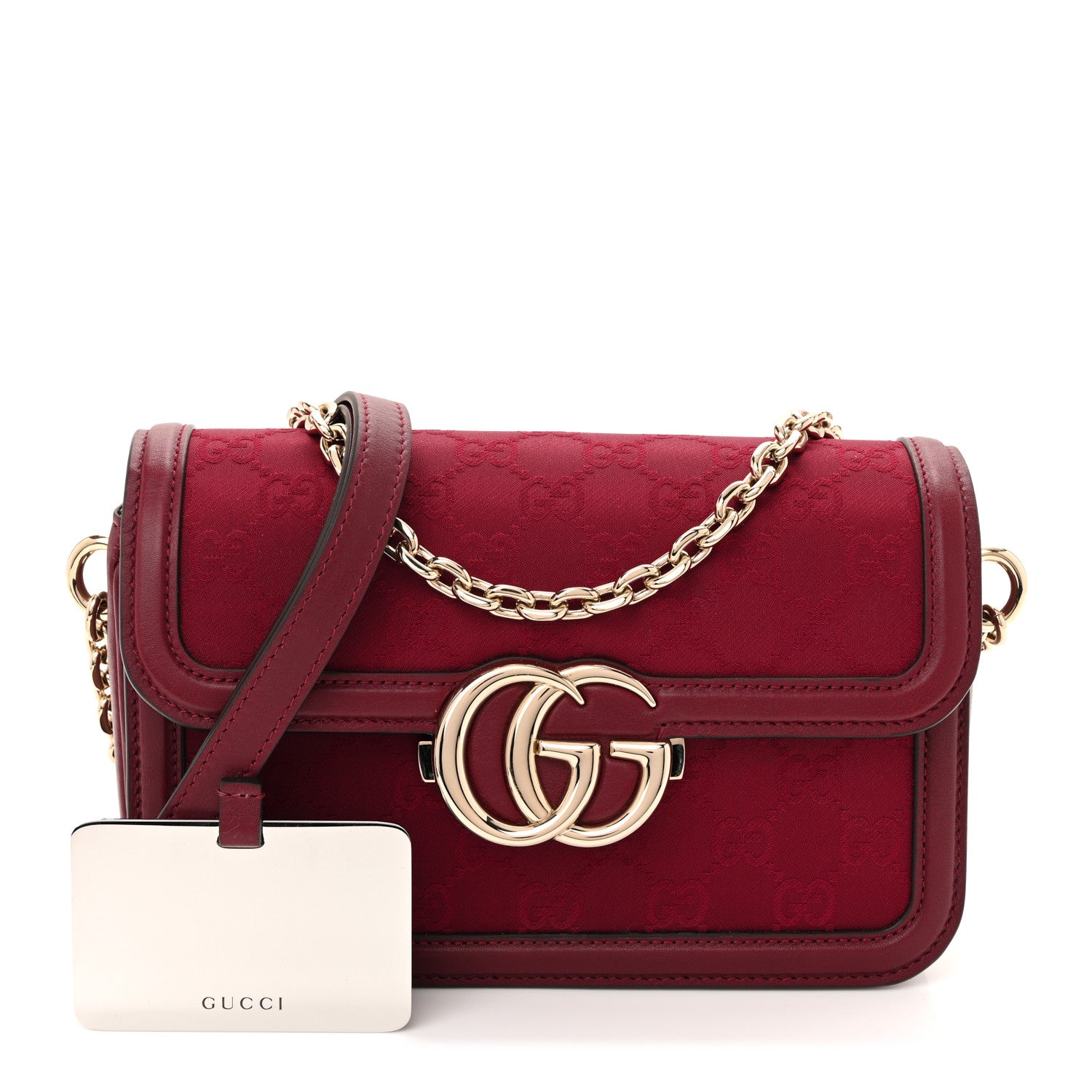 Gucci Crepe Wool Silk GG Monogram Go Small Shoulder Bag Rosso Ancora 3 of 10
