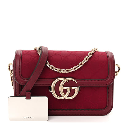Gucci Crepe Wool Silk GG Monogram Go Small Shoulder Bag Rosso Ancora 3 of 10