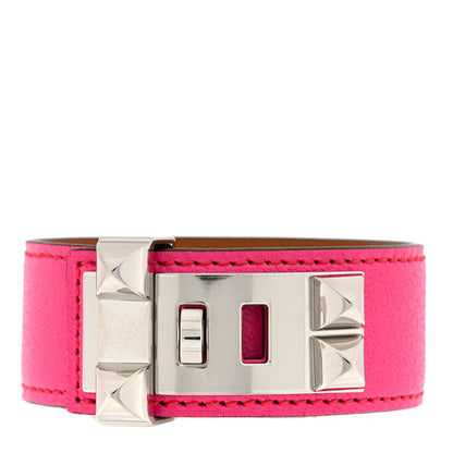Hermes Chevre Chamkila Collier de Chien CDC 24 Bracelet T3 Rose Pop 1 of 5