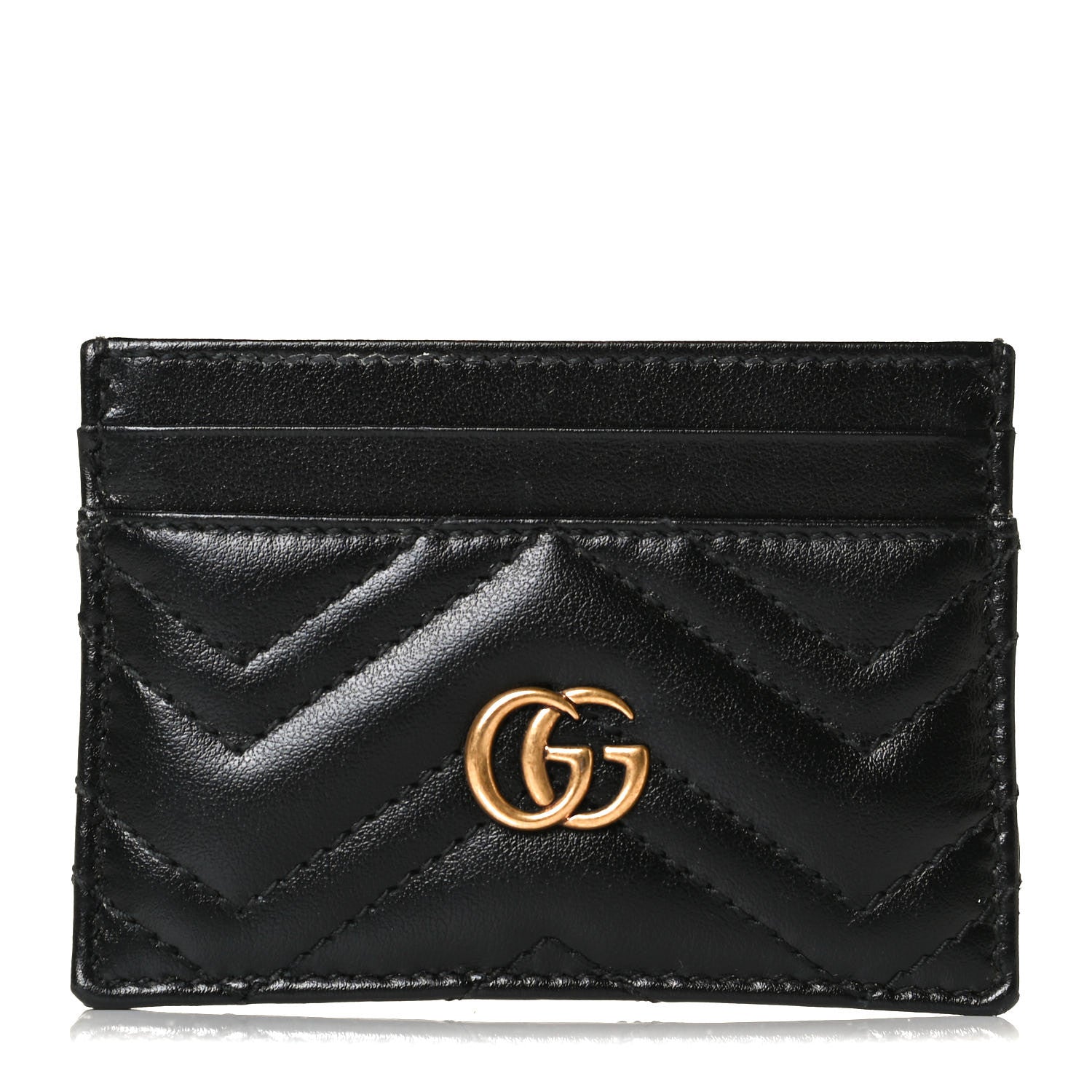 Gucci Calfskin Matelasse GG Marmont Card Holder Black 1 of 8