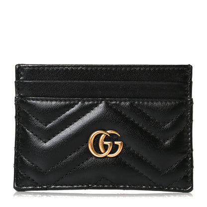 Gucci Calfskin Matelasse GG Marmont Card Holder Black 1 of 8