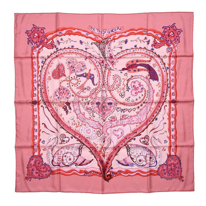 Hermes Silk De Tout Coeur Scarf 90 Vieux Rose Rose Pale Violine 1 of 7