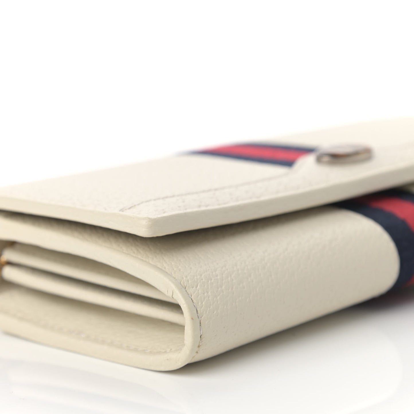 Textured Calfskin Web Ophidia Wallet On Chain Mystic White