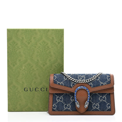 Gucci New Denim GG Monogram Dollar Calfskin Enamel Super Mini Dionysus Shoulder Bag Blue Tea Cuir Epilog Electric Blue 9 of 9