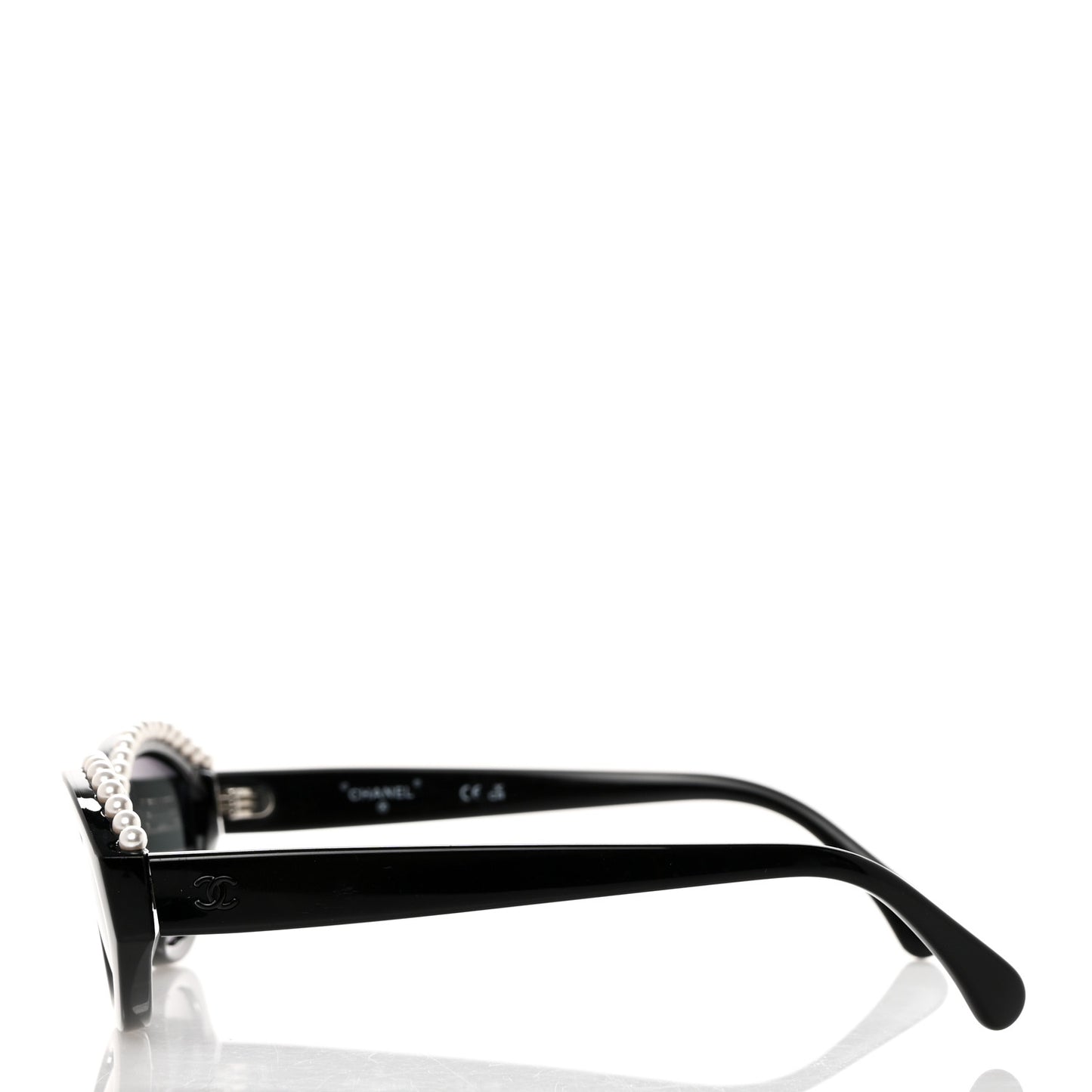 Acetate Pearl Oval Sunglasses S0114 Black