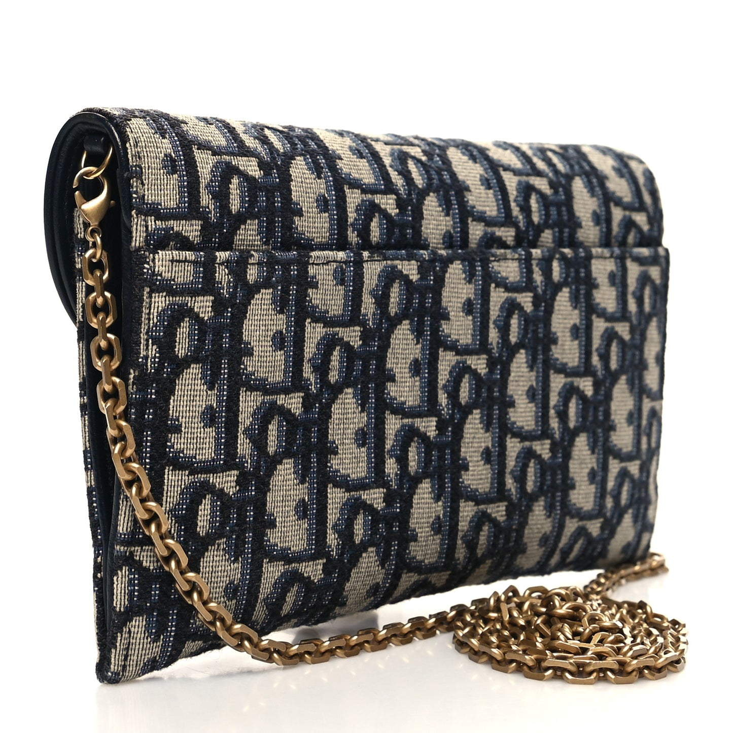 Oblique Saddle Chain Long Wallet Blue