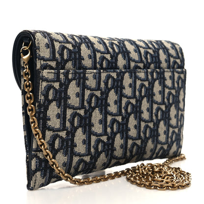 Christian Dior Oblique Saddle Chain Long Wallet Blue 3 of 10