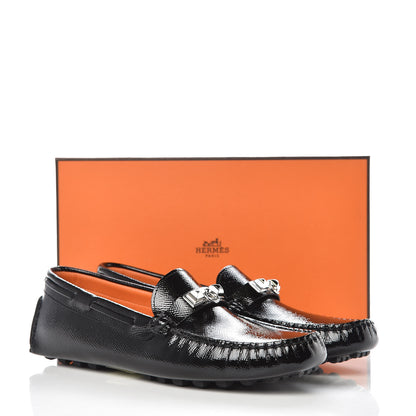 Hermes Patent Epsom Womens Irving Driving Moccasin Loafers 37.5 Black 8 of 8