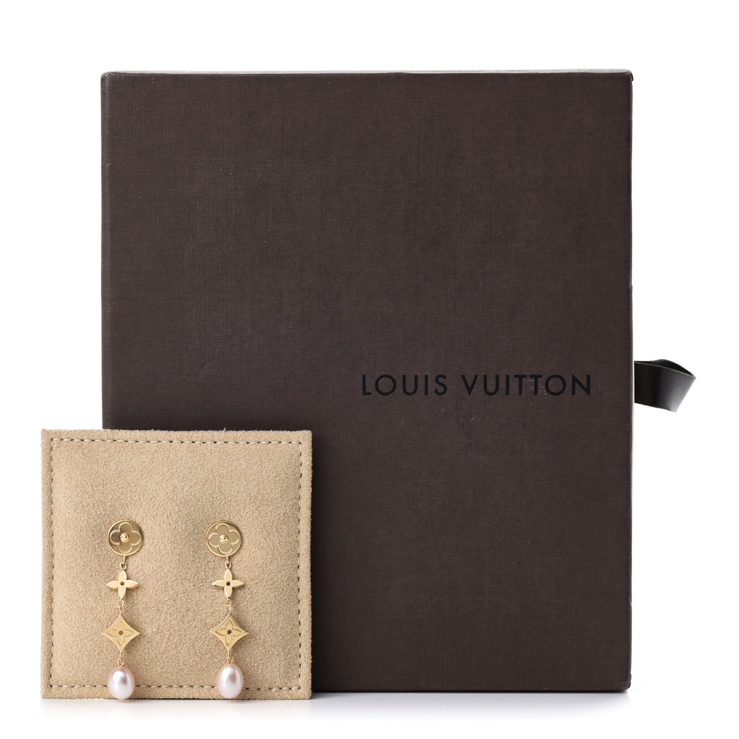 18K Yellow Gold Pearl Idylle Blossom Monogram Drop Earrings