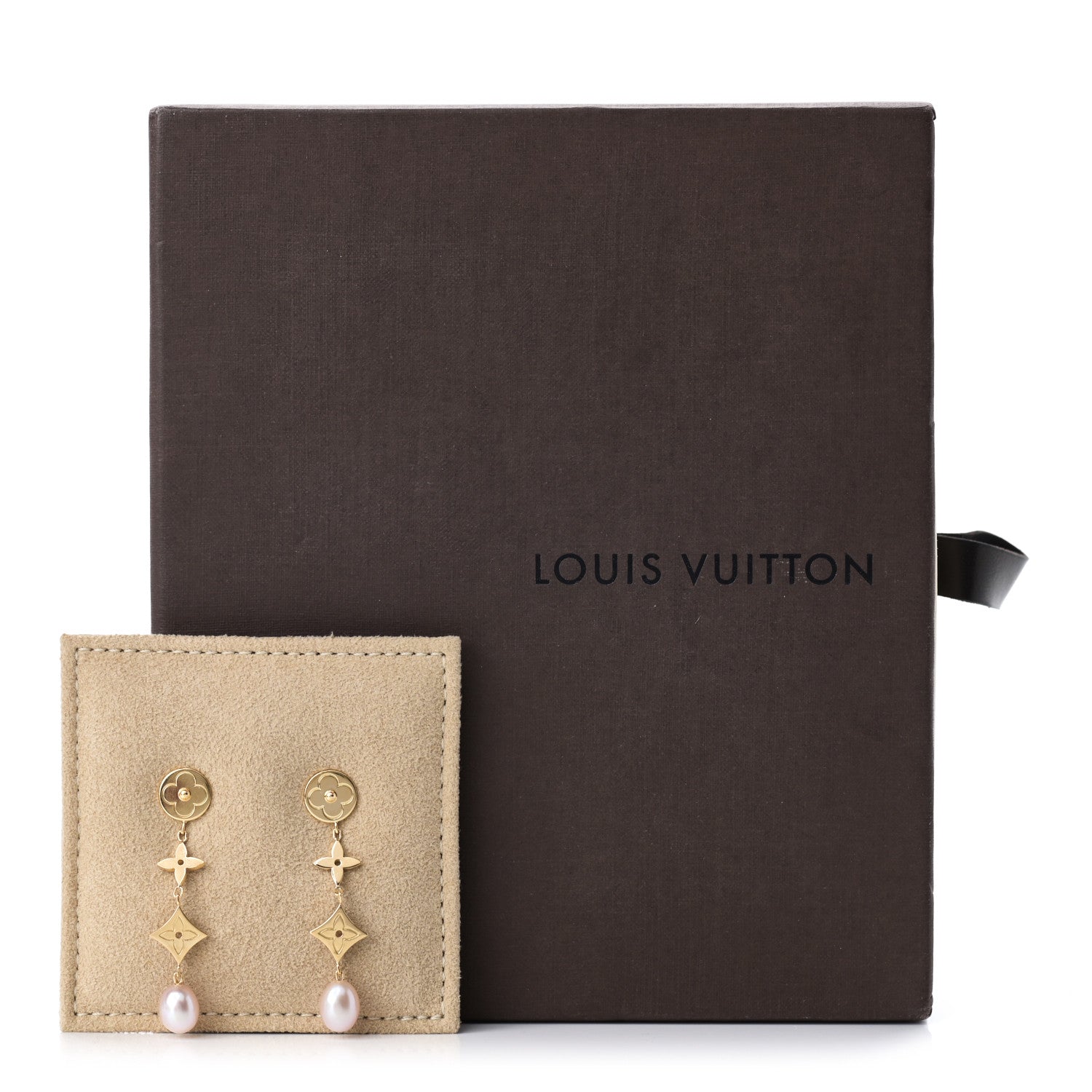 Louis Vuitton 18K Yellow Gold Pearl Idylle Blossom Monogram Drop Earrings 5 of 5