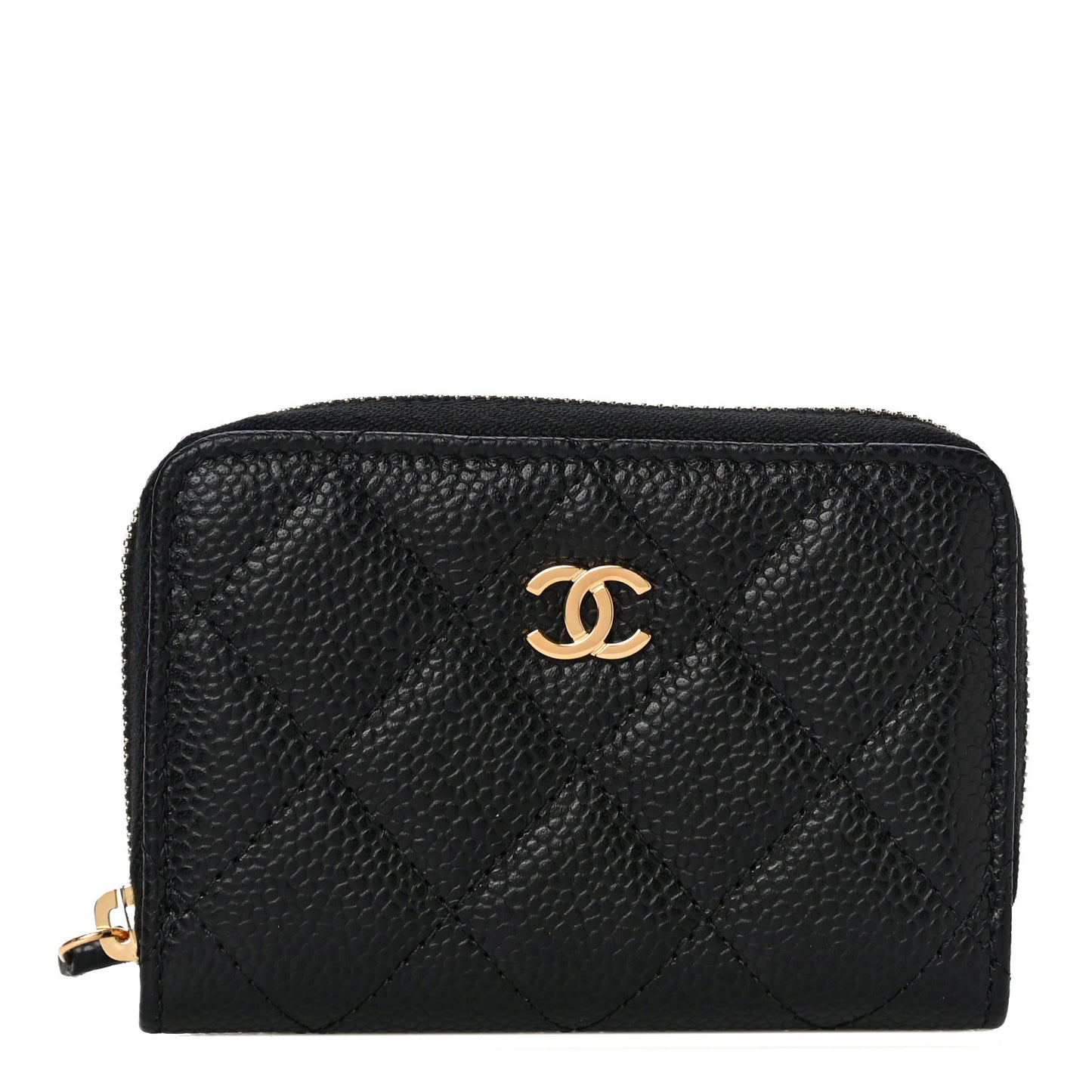 Caviar Quilted Classic Zipped Coin Purse Black