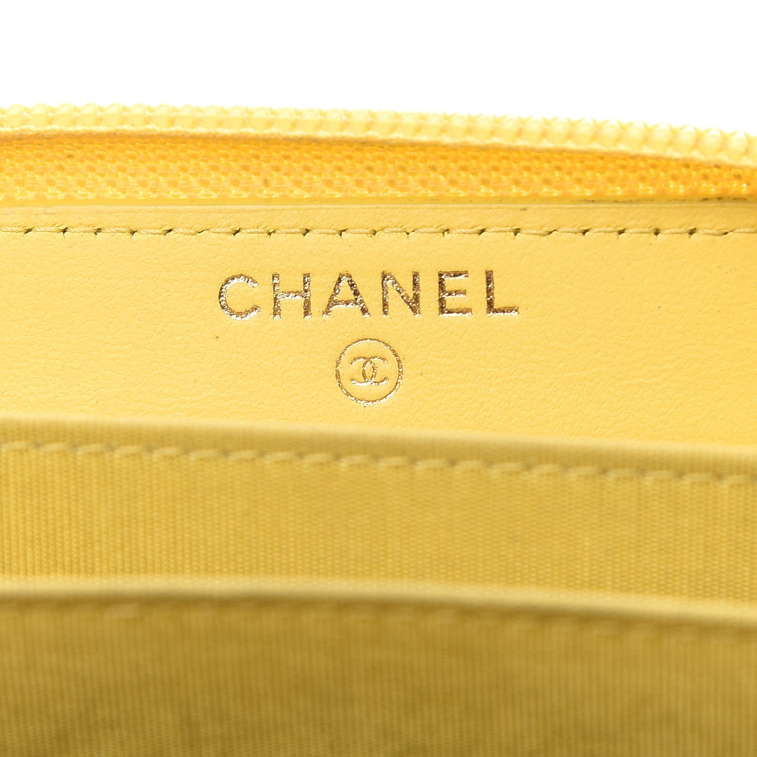 Chanel Caviar Quilted Boy Zip Around Coin Purse Wallet Yellow 5 of 11