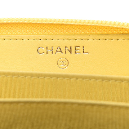 Chanel Caviar Quilted Boy Zip Around Coin Purse Wallet Yellow 5 of 11