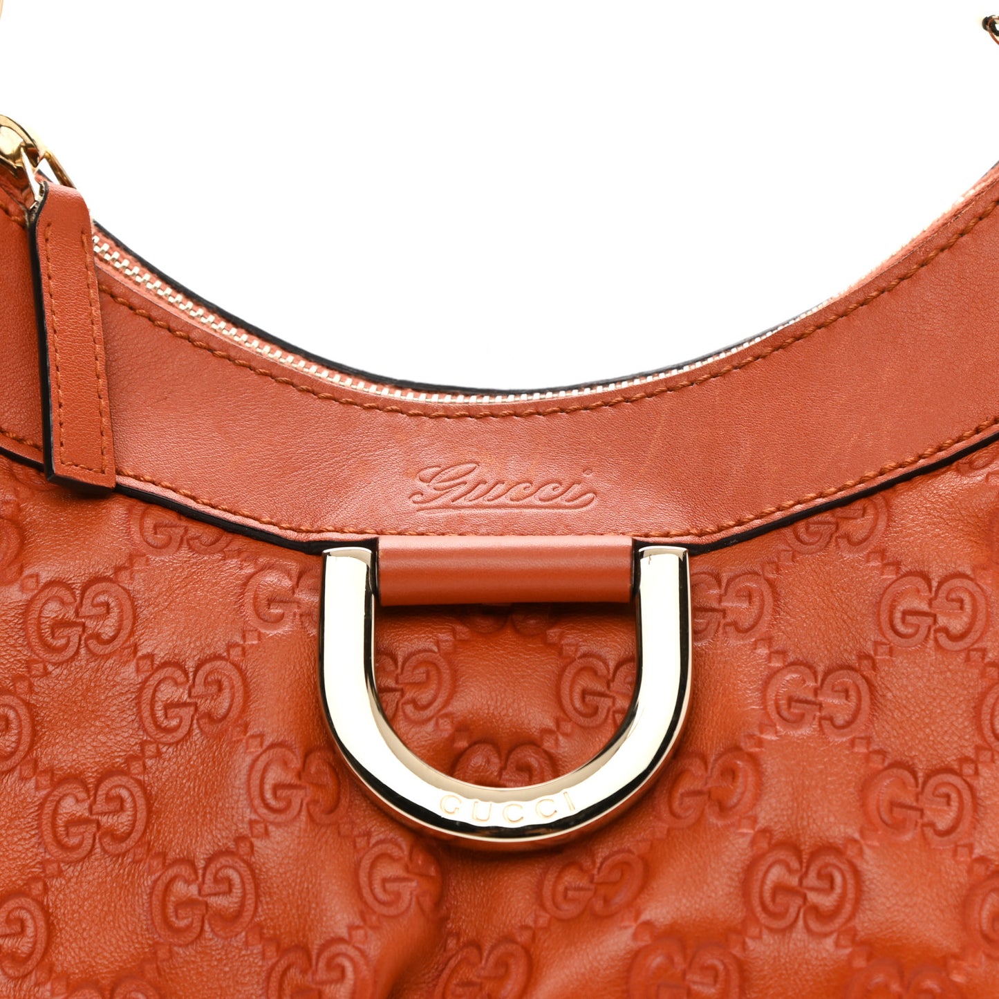 Guccissima Medium D Gold Hobo Orange