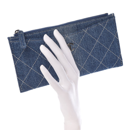 Chanel Denim Quilted Classic Zip Pouch Blue 2 of 8