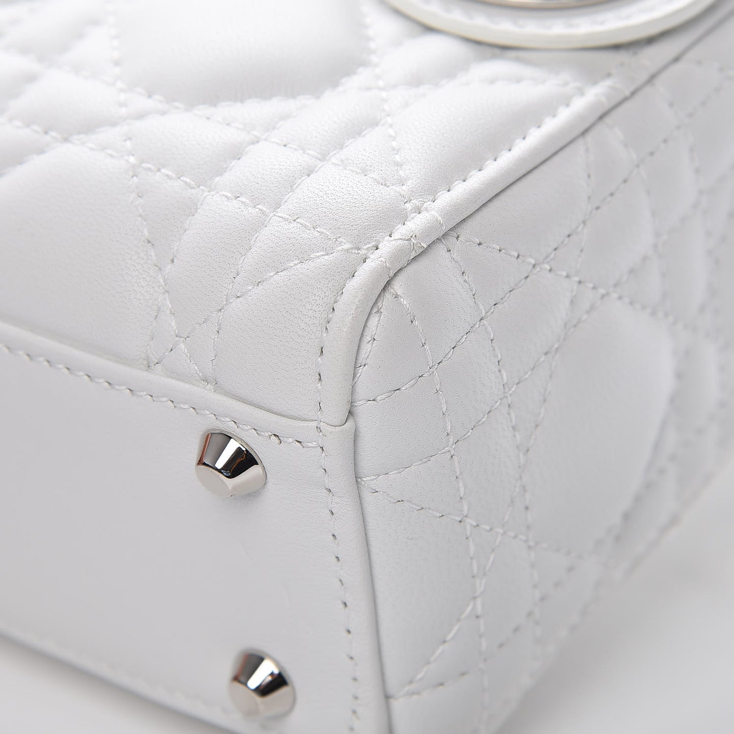 Lambskin Cannage Mini Lady Dior White