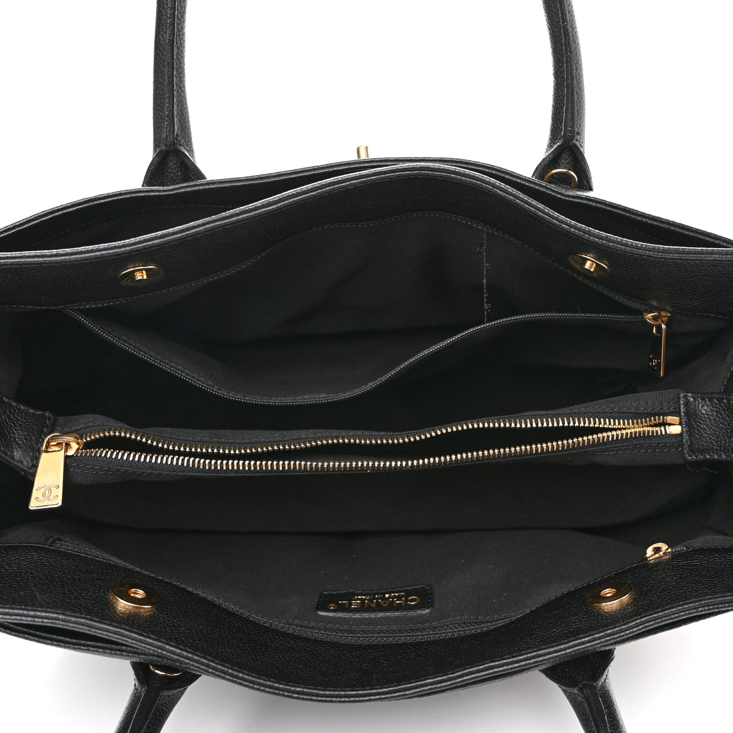 Calfskin Cerf Executive Shopper Tote Black