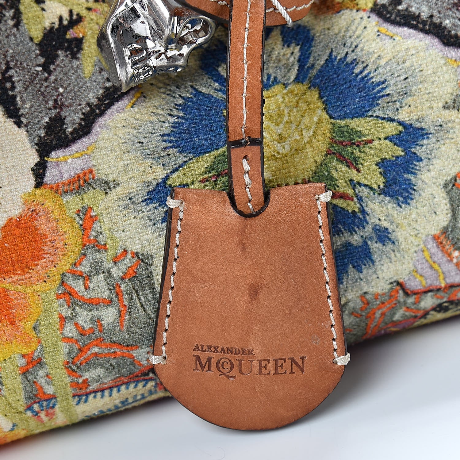 Alexander McQueen Canvas Floral Printed Padlock Skull Clutch Multicolor 9 of 9