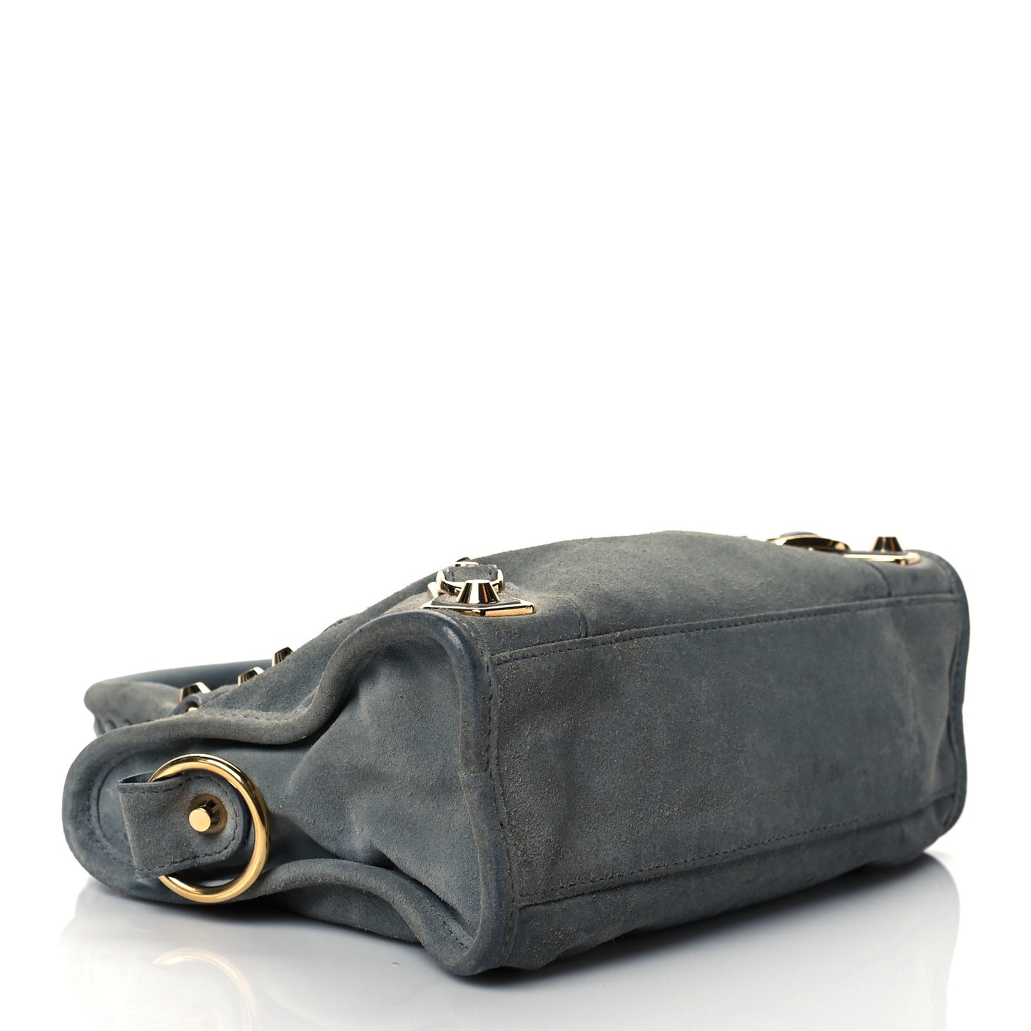 Baby Daim Suede Gold Metallic Edge Hardware Mini City Gris Acier
