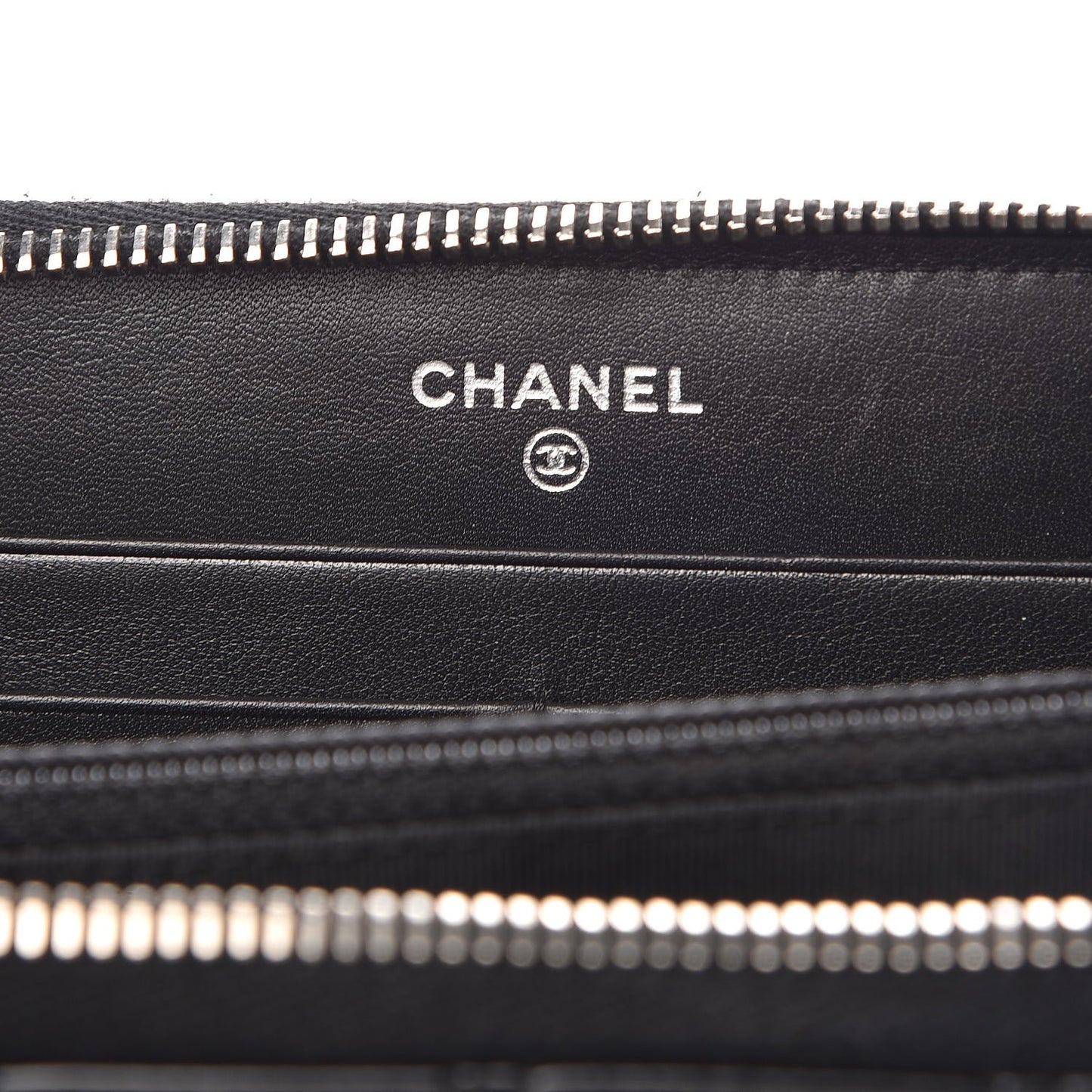 Patent Quilted Zip Around Wallet Black