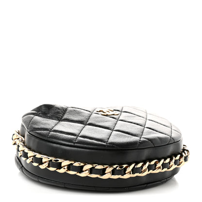 Chanel Lambskin Quilted Chain Around Pouch Hobo Black 3 of 9