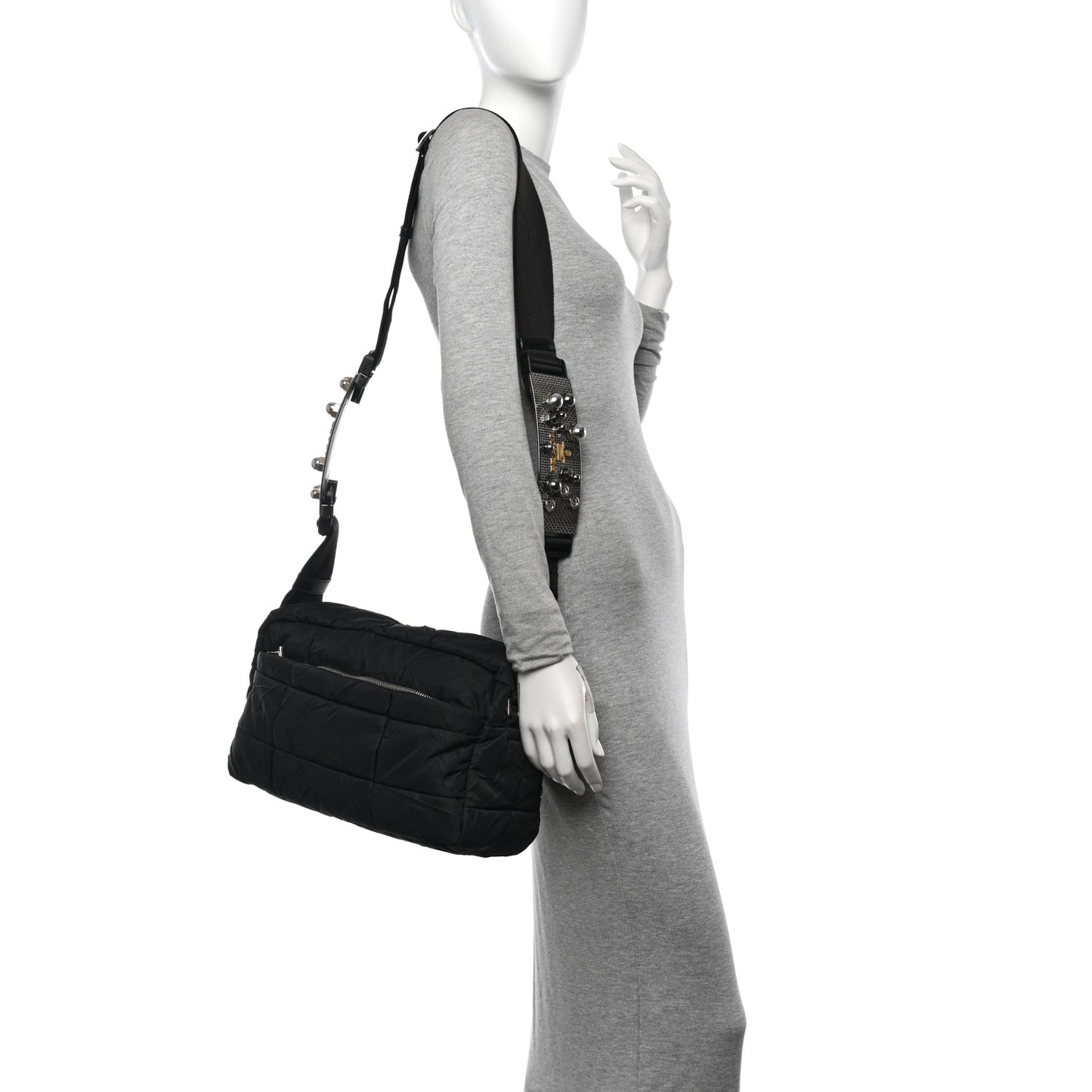 Tessuto Nylon Quilted Messenger Black