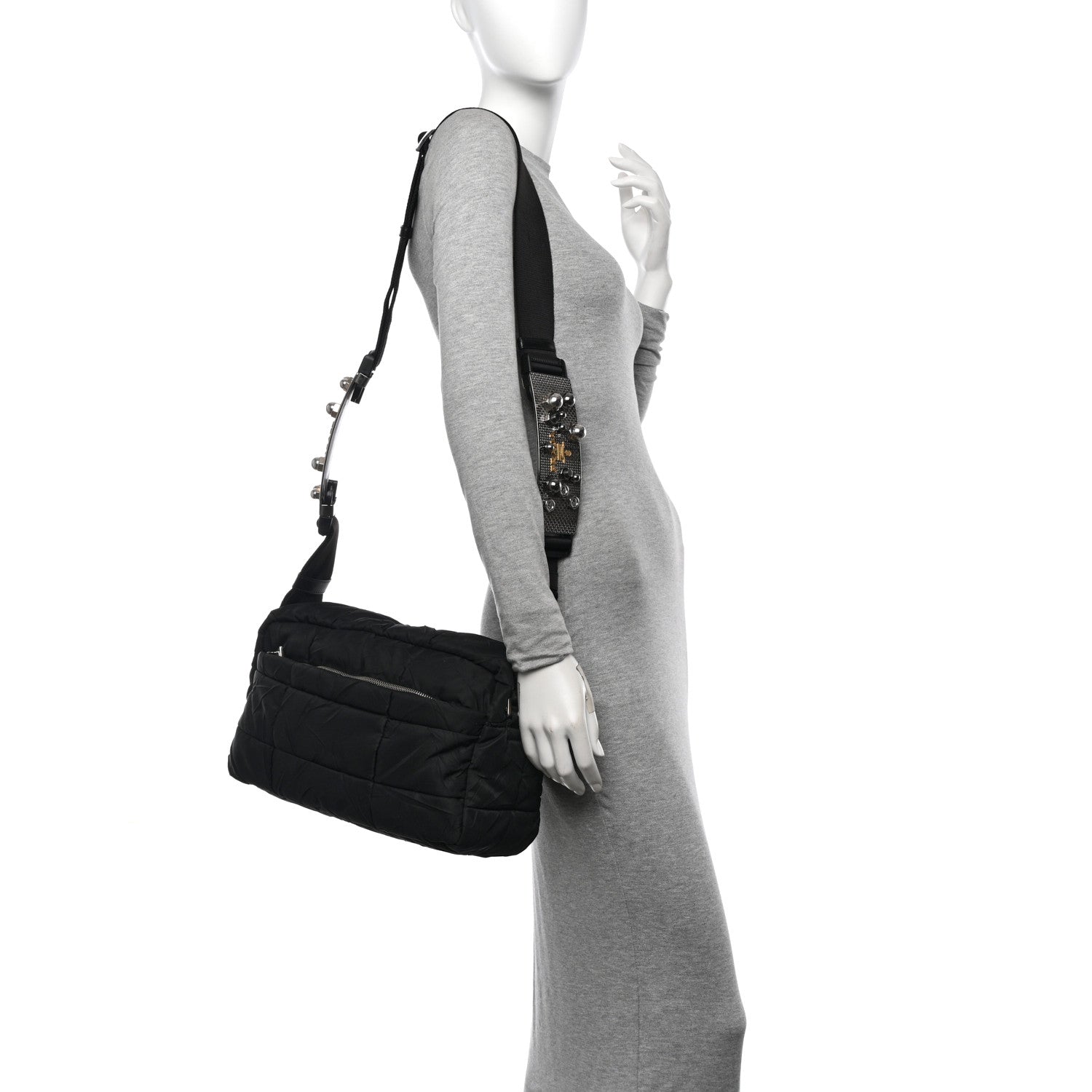 Prada Tessuto Nylon Quilted Messenger Black 2 of 10