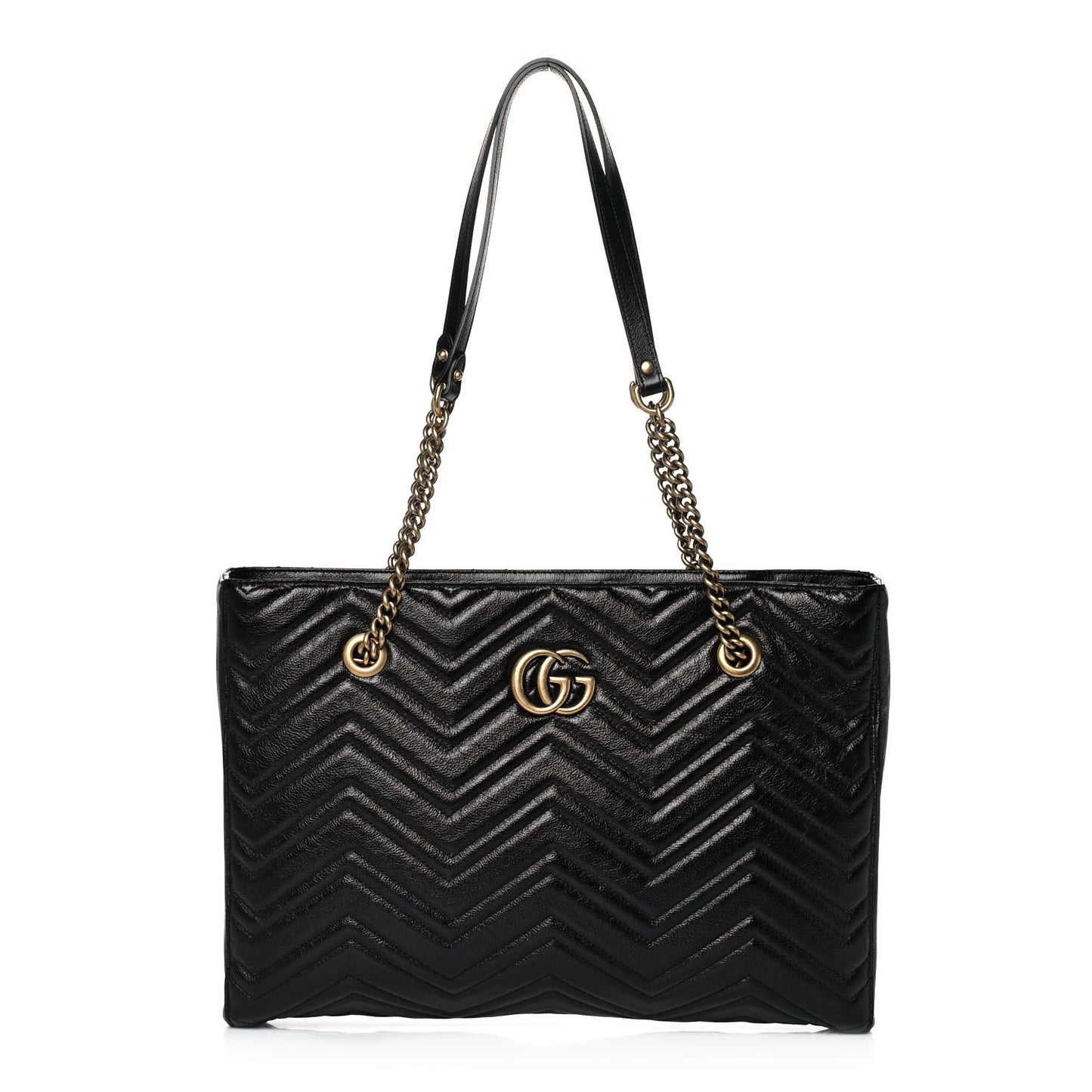 Vintage Calfskin Matelasse Medium GG Marmont Slim Tote Black