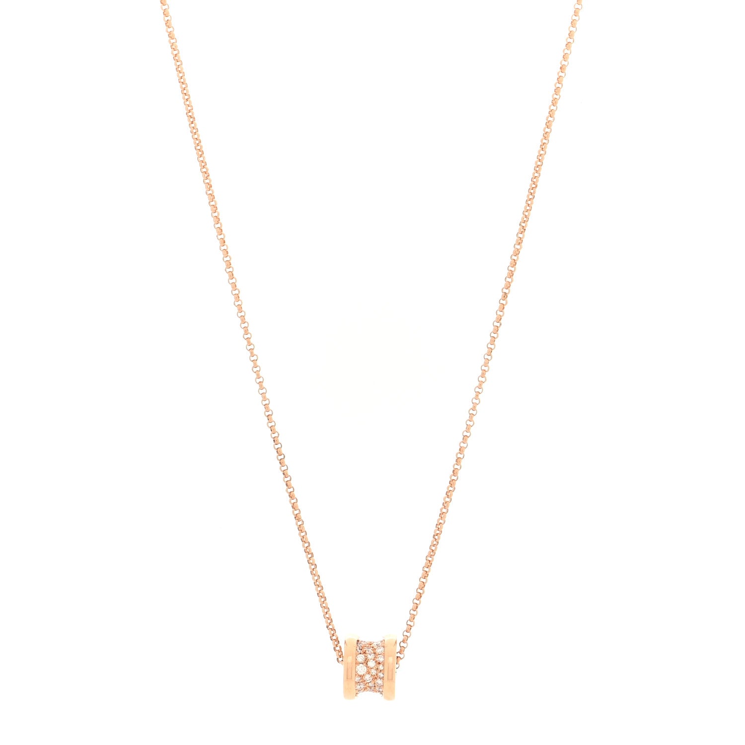 Bulgari 18K Rose Gold Diamond Small B.Zero1 Pave Pendant Necklace 1 of 5