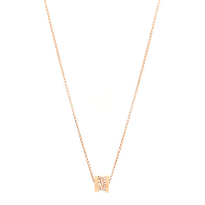 Bulgari 18K Rose Gold Diamond Small B.Zero1 Pave Pendant Necklace 1 of 5