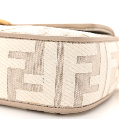 Fendi Canvas Vitello King FF Embroidered Baguette Grezzo White Nuvola 10 of 10