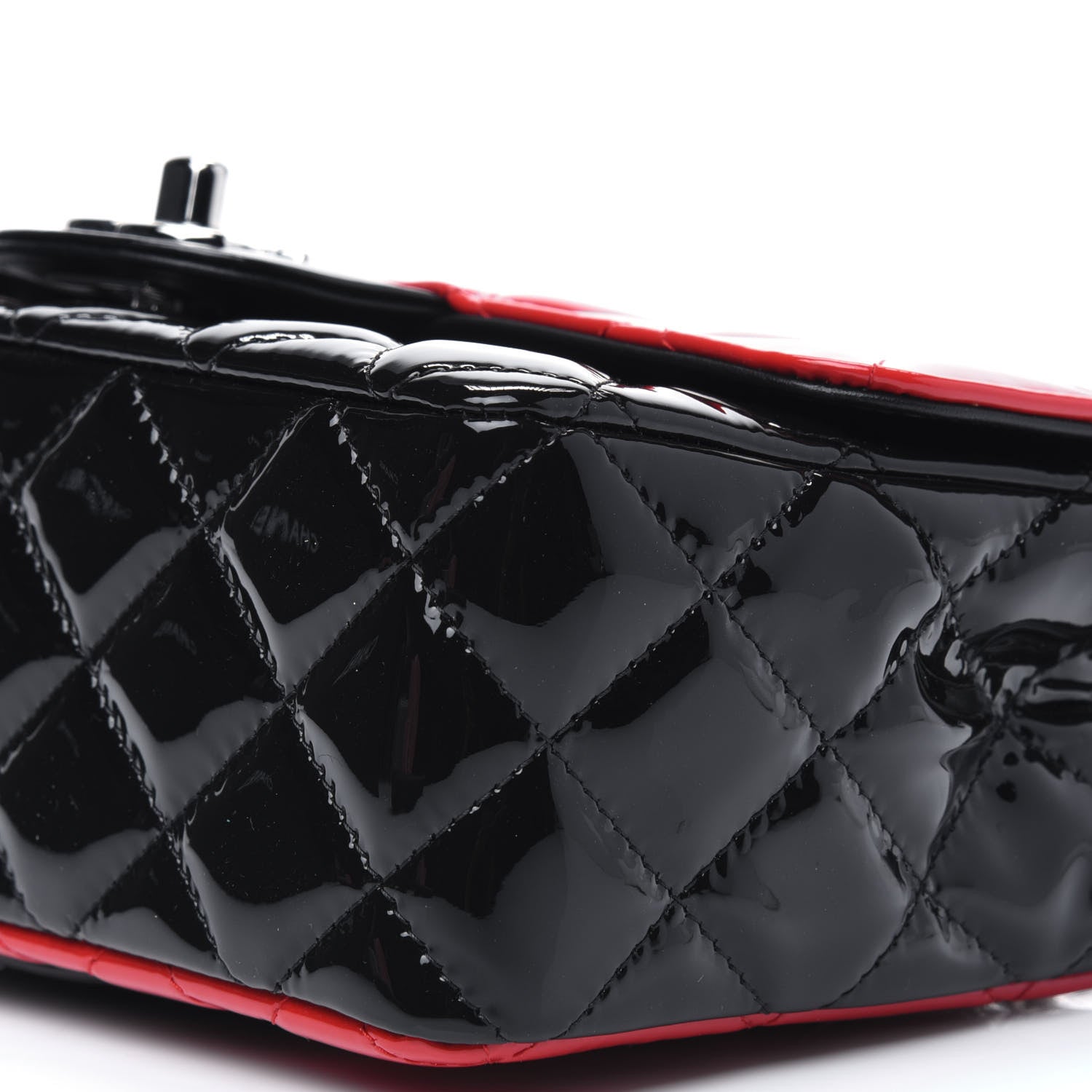 Chanel Patent Calfskin Quilted Bi-Color Mini Rectangular Flap Red Black 19 of 23