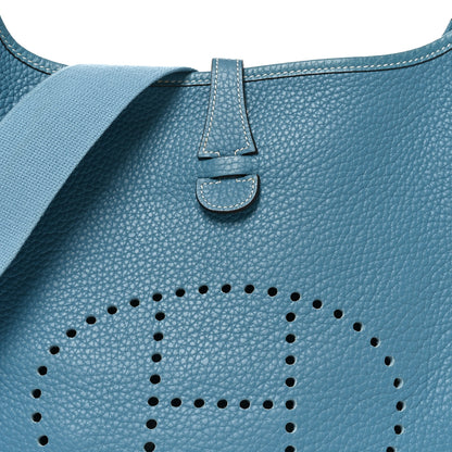 Hermes Taurillon Clemence Evelyne PM Blue Jean 8 of 10