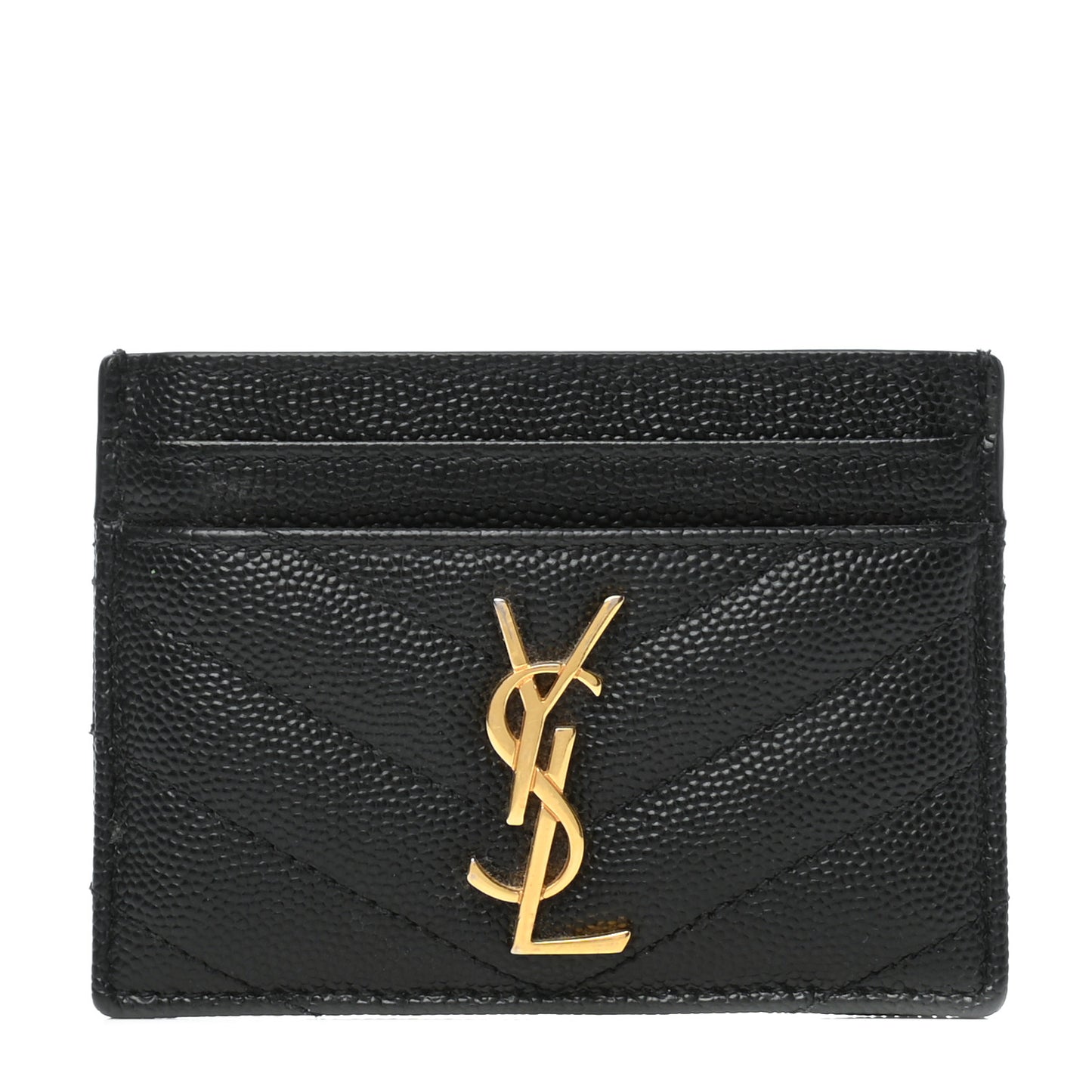 Grain De Poudre Matelasse Chevron Monogram Credit Card Case Black