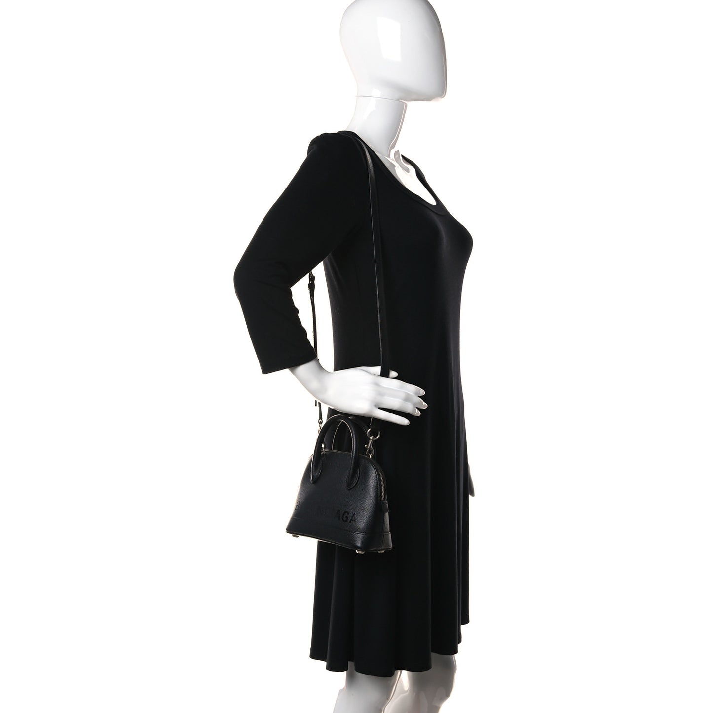 Signature Grained Calfskin XXS Ville Top Handle Bag Black White