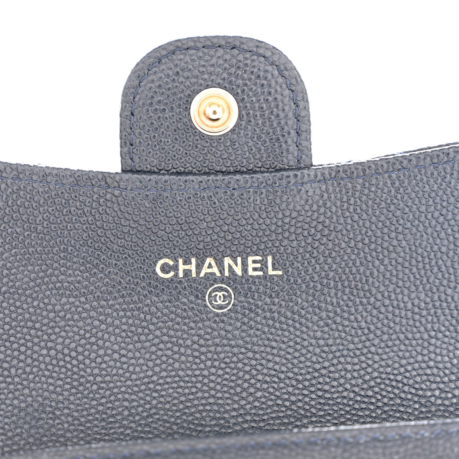 Chanel Caviar Quilted Flap Card Holder Wallet Navy Blue 6 of 9