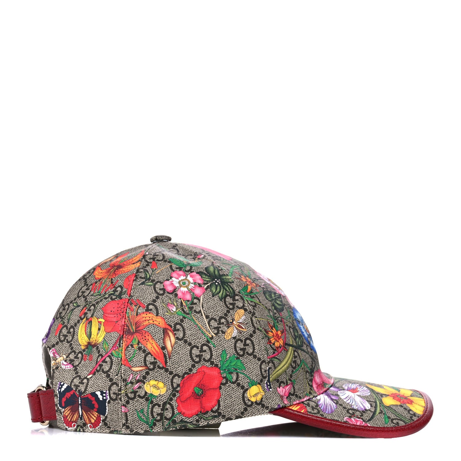 Gucci GG Supreme Flora Claudia Baseball Hat 58 L Red 5 of 9