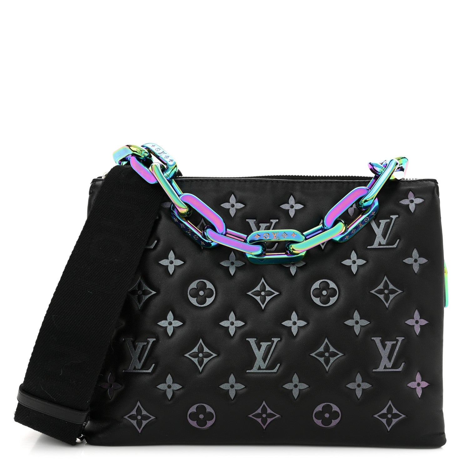 Louis Vuitton Lambskin Embossed Monogram LV Ski Coussin PM Black Multicolor 1 of 9
